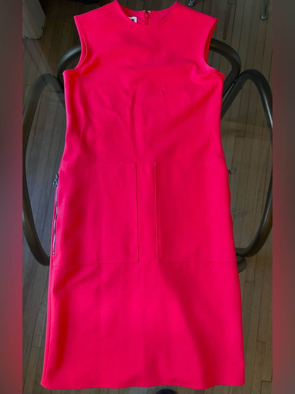 Anne Klein Sleeveless Red Midi Shift Dress Zipper Pockets - Size 6